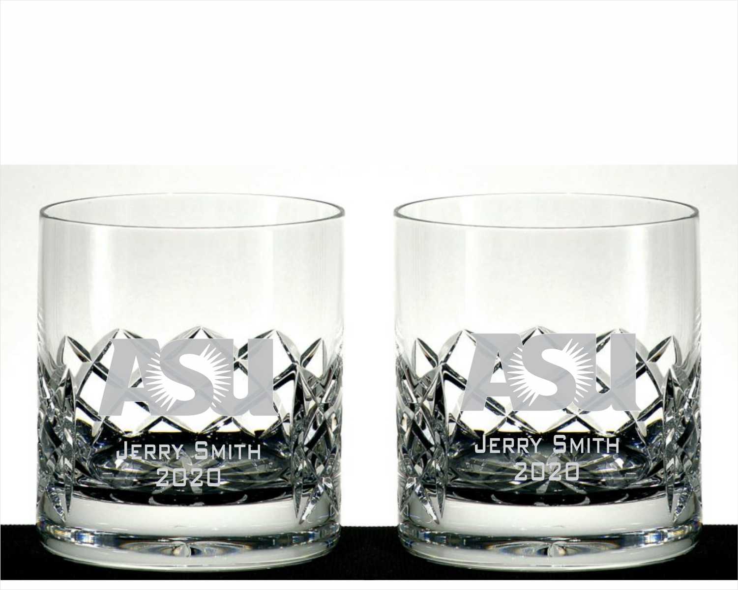 Engraved Diamond-Cut Crystal Whiskey Glasses - Westport